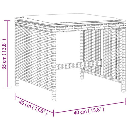 Patio Stools with Cushions 4 pcs Brown 15.7"x15.7"x13.8" Poly Rattan