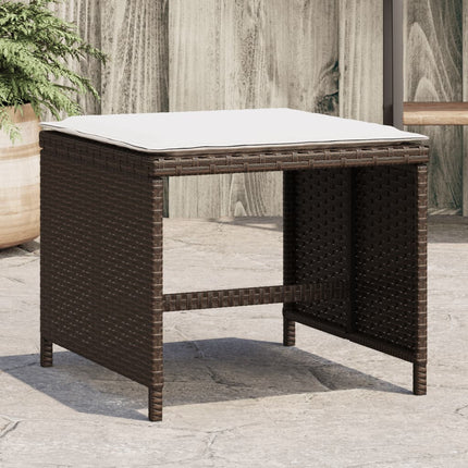 Patio Stools with Cushions 4 pcs Brown 15.7"x15.7"x13.8" Poly Rattan