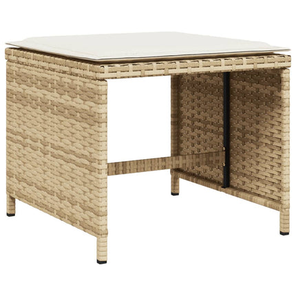 Patio Stools with Cushions 4 pcs Beige 15.7"x15.7"x13.8" Poly Rattan