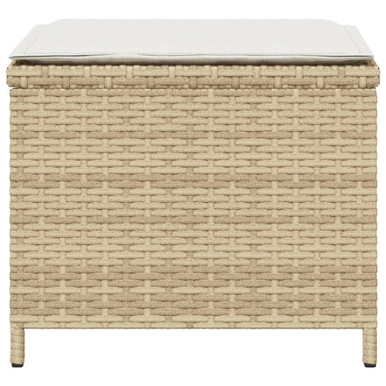 Patio Stools with Cushions 4 pcs Beige 15.7"x15.7"x13.8" Poly Rattan