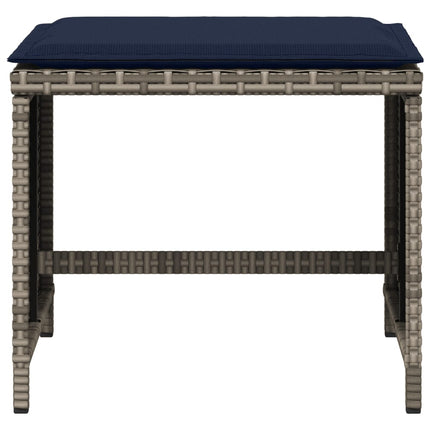 Patio Stools with Cushions 4 pcs Gray 15.7"x15.7"x13.8" Poly Rattan