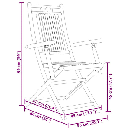 Folding Patio Chairs 4 pcs 20.9"x26"x39" Bamboo