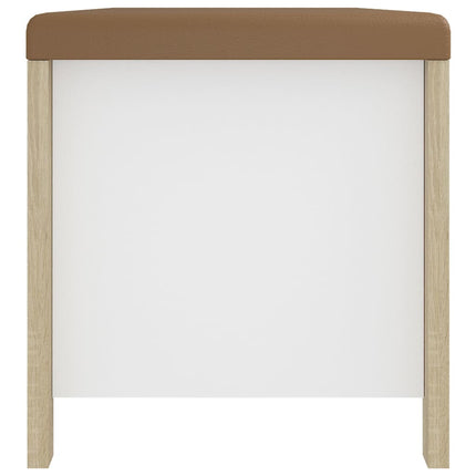Storage Box with Cushion White & Sonoma Oak 105x40x45 cm