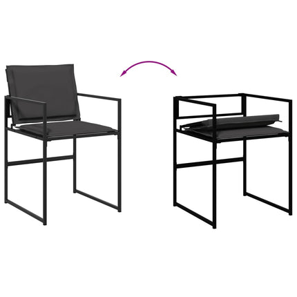 Patio Chairs with Cushions 4 pcs Black Steel and Textilene