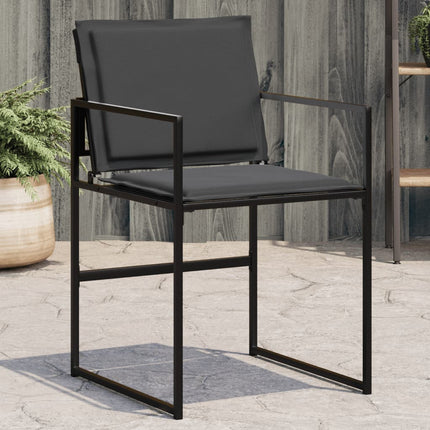 Patio Chairs with Cushions 4 pcs Black Steel and Textilene