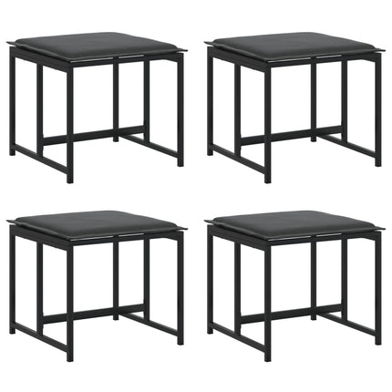 Patio Stools with Cushions 4 pcs Black Steel and Textilene
