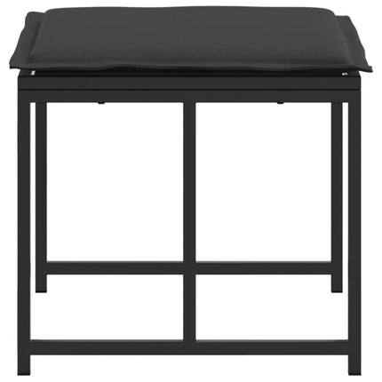 Patio Stools with Cushions 4 pcs Black Steel and Textilene