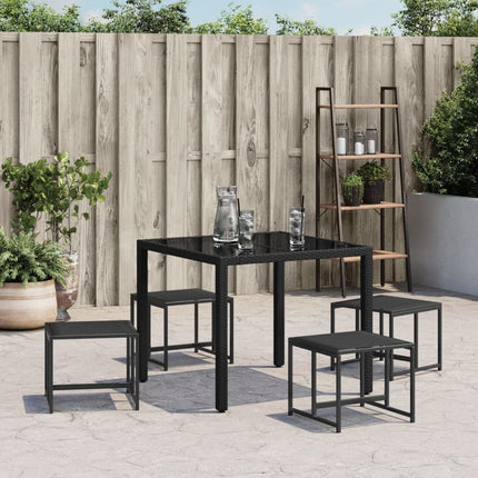 Patio Stools 4 pcs Black Steel and Textilene