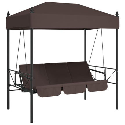 Patio Swing Bench with Canopy Coffee Brown Steel