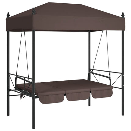 Patio Swing Bench with Canopy Coffee Brown Steel