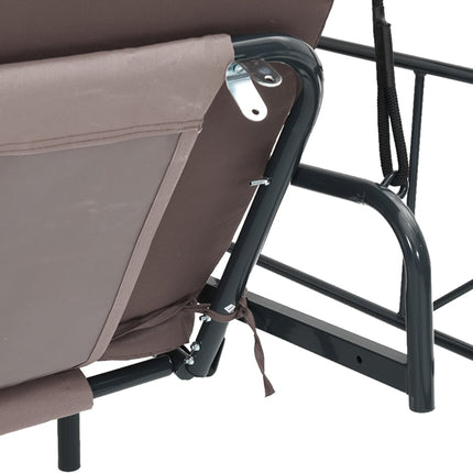 Patio Swing Bench with Canopy Coffee Brown Steel
