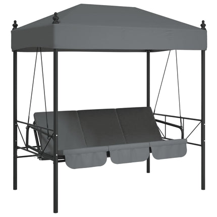 Patio Swing Bench with Canopy Dark Gray Steel