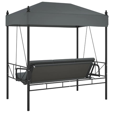Patio Swing Bench with Canopy Dark Gray Steel