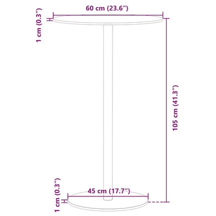 Patio Table Round Black Ø23.6"x41.3" Steel