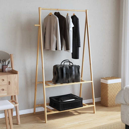Clothes Rack with Shelves 37.8"x17.9"x59.3" Bamboo