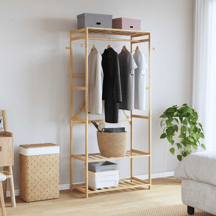 Clothes Rack with Shelves 31.5"x15.7"x68.9" Bamboo