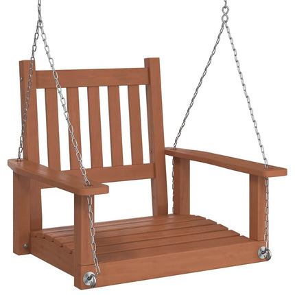 Garden Swing Chair Brown Solid Fir Wood, Galvanized Iron Standard