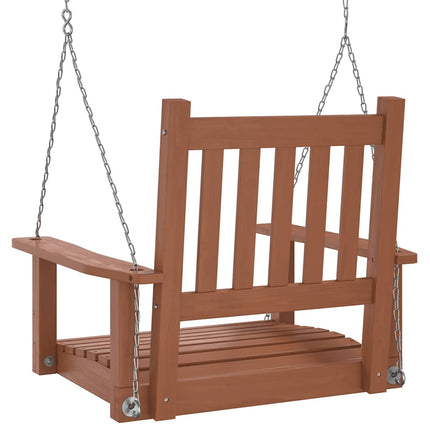 Garden Swing Chair Brown Solid Fir Wood, Galvanized Iron Standard