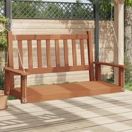 Garden Swing Bench Brown Solid fir wood 2-seater