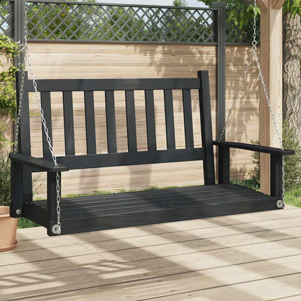 Garden Swing Bench Black Solid fir wood, galvanized iron Standard