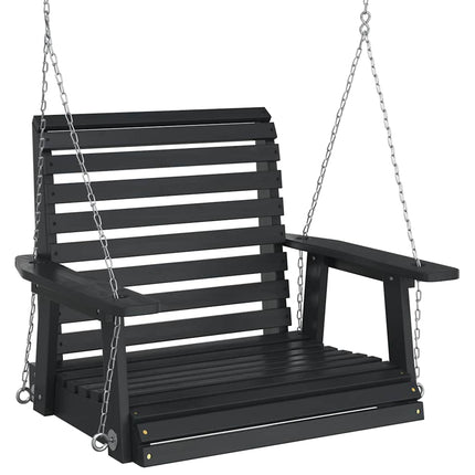 Garden Swing Chair Black Solid fir wood Single Comfy