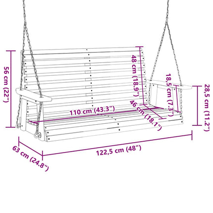 Garden Swing Bench Brown Solid Fir Wood Standard Ergonomic