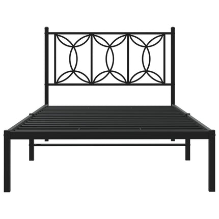 Metal Bed Frame without Mattress with Headboard Black 39.4"x78.7