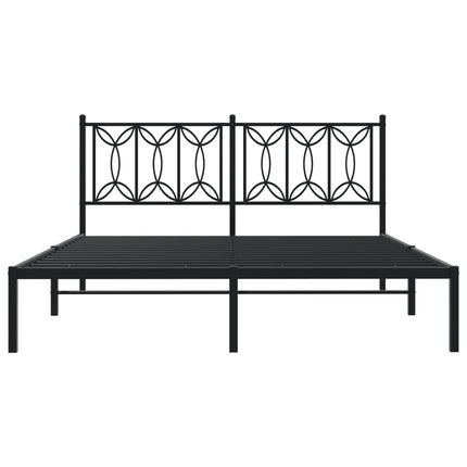 Metal Bed Frame without Mattress with Headboard Black 59.1"x78.7