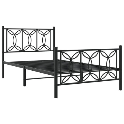 Metal Bed Frame without Mattress with Footboard Black 39.4"x78.7