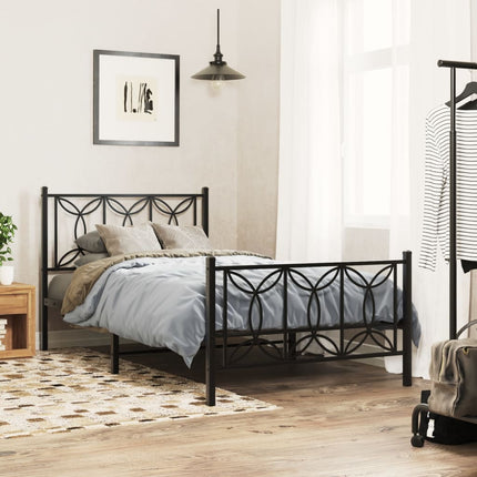 Metal Bed Frame without Mattress with Footboard Black 39.4"x78.7