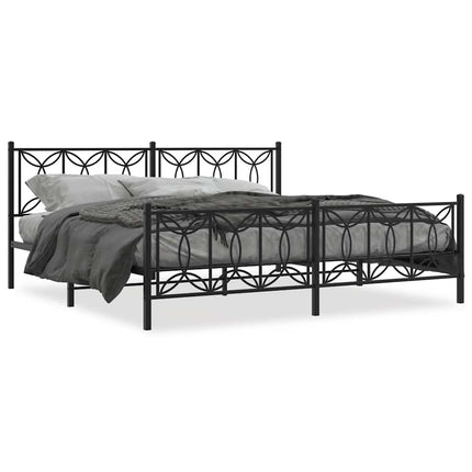 Metal Bed Frame without Mattress with Footboard Black 76"x79.9