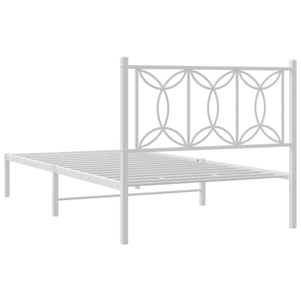 Metal Bed Frame without Mattress with Headboard White 39.4"x78.7