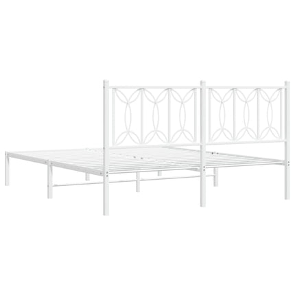 Metal Bed Frame without Mattress with Headboard White 59.1"x78.7