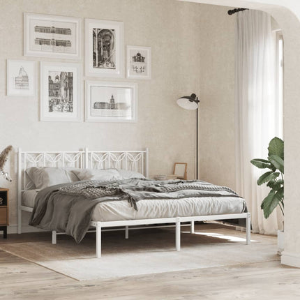 Metal Bed Frame without Mattress with Headboard White 59.1"x78.7