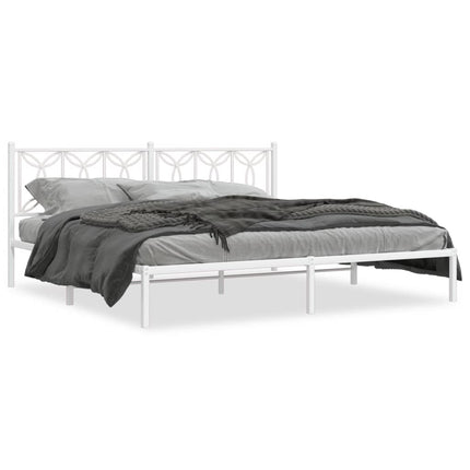 Metal Bed Frame without Mattress with Headboard White 76"x79.9