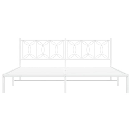 Metal Bed Frame without Mattress with Headboard White 76"x79.9
