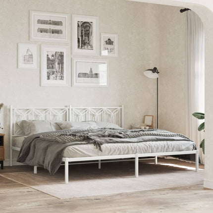 Metal Bed Frame without Mattress with Headboard White 76"x79.9