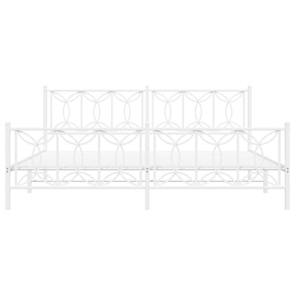Metal Bed Frame without Mattress with Footboard White 76"x79.9