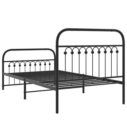 Metal Bed Frame without Mattress with Footboard Black 39.4"x78.7