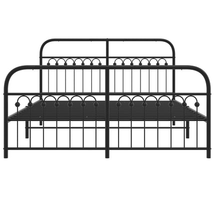 Metal Bed Frame without Mattress with Footboard Black 59.1"x78.7