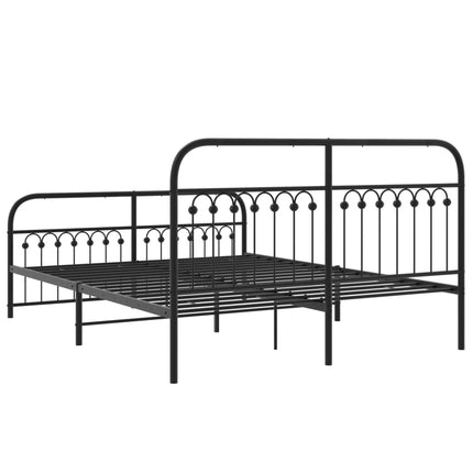 Metal Bed Frame without Mattress with Footboard Black 59.1"x78.7