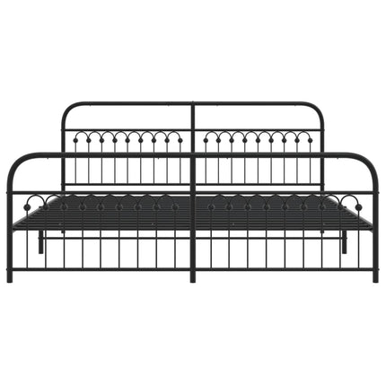 Metal Bed Frame without Mattress with Footboard Black 76"x79.9