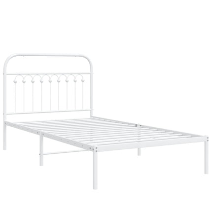 Metal Bed Frame without Mattress with Headboard White 39.4"x78.7