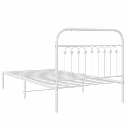 Metal Bed Frame without Mattress with Headboard White 39.4"x78.7