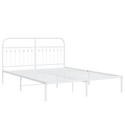 Metal Bed Frame without Mattress with Headboard White 59.1"x78.7