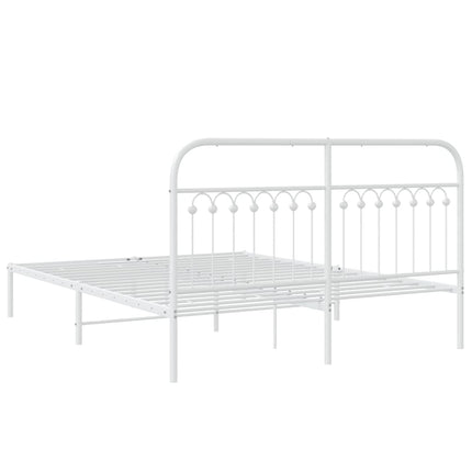 Metal Bed Frame without Mattress with Headboard White 59.1"x78.7