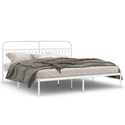 Metal Bed Frame without Mattress with Headboard White 76"x79.9