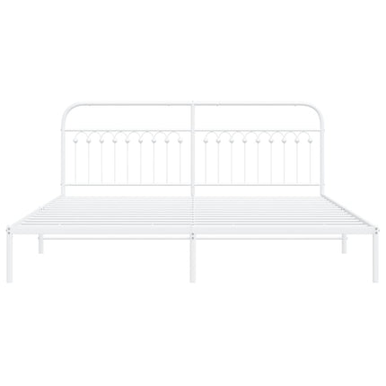 Metal Bed Frame without Mattress with Headboard White 76"x79.9
