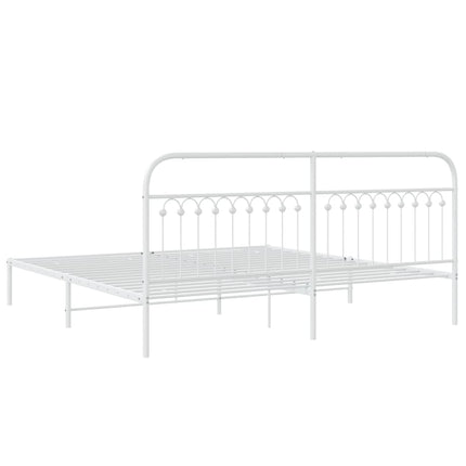 Metal Bed Frame without Mattress with Headboard White 76"x79.9