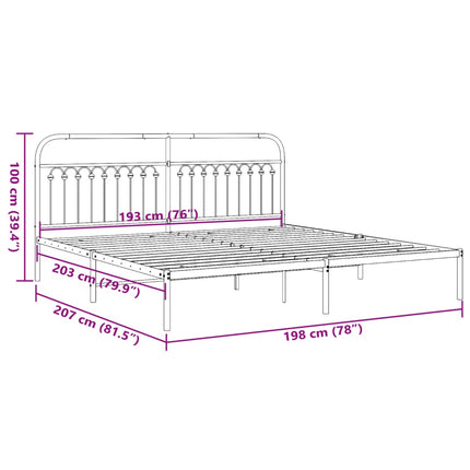 Metal Bed Frame without Mattress with Headboard White 76"x79.9